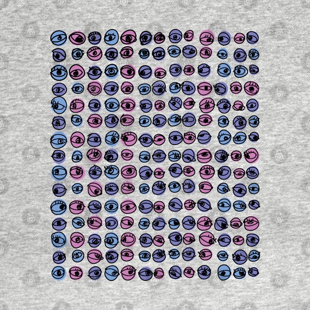 Purple Blue Eyes Modern Decorative Abstract Mosaic Dots Pattern by SubtleSplit